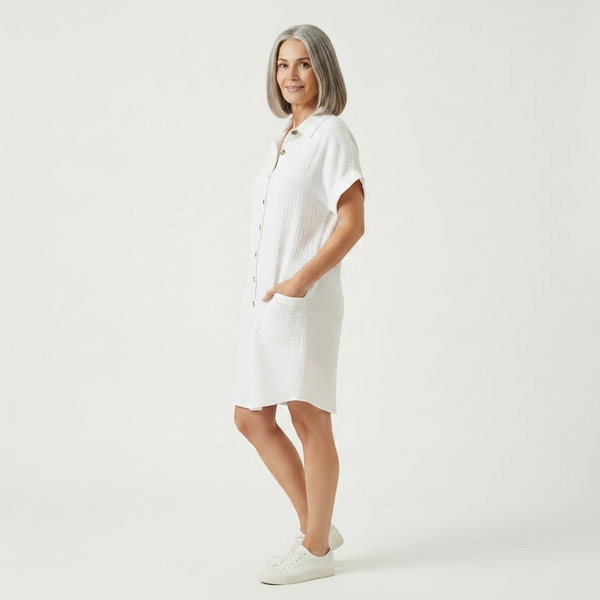 Breezon - Collared Button-Down Midi Dress