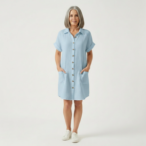 Breezon - Collared Button-Down Midi Dress