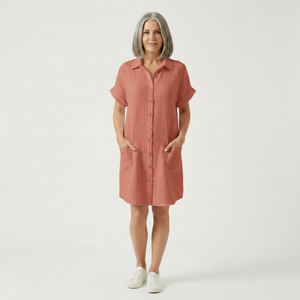 Breezon - Collared Button-Down Midi Dress