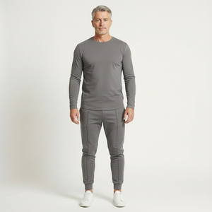 Velturo - Long Sleeve Crew Neck Shirt And Tapered Pants Set