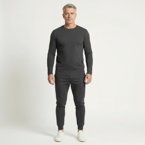 Velturo - Long Sleeve Crew Neck Shirt And Tapered Pants Set