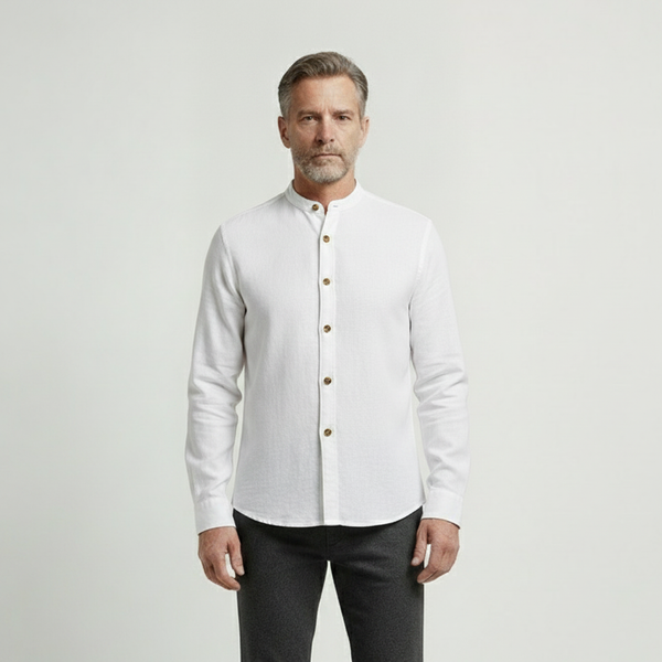 Sullivan - Stand Collar Button-Up Long Sleeve Shirt