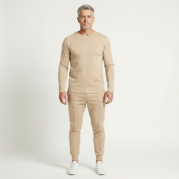 Velturo - Long Sleeve Crew Neck Shirt And Tapered Pants Set
