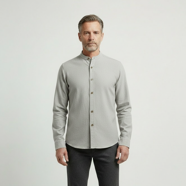 Sullivan - Stand Collar Button-Up Long Sleeve Shirt