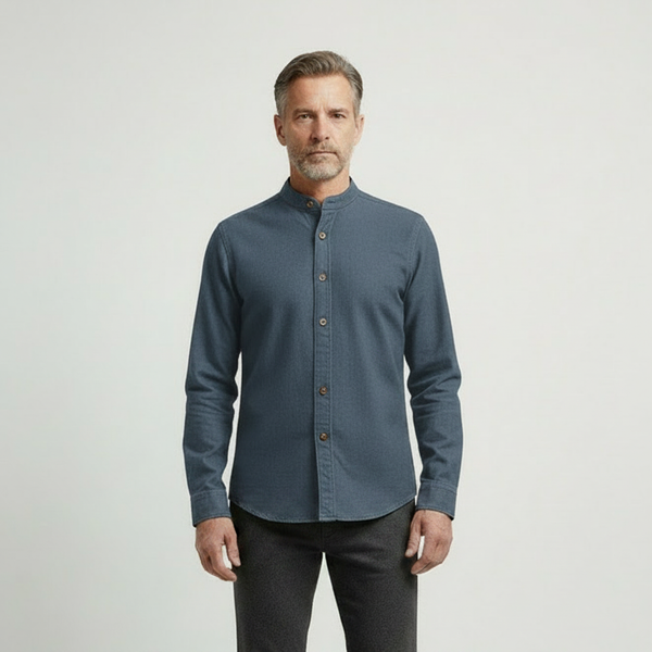 Sullivan - Stand Collar Button-Up Long Sleeve Shirt