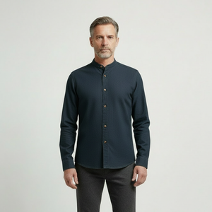 Sullivan - Stand Collar Button-Up Long Sleeve Shirt