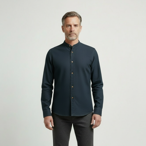 Sullivan - Stand Collar Button-Up Long Sleeve Shirt