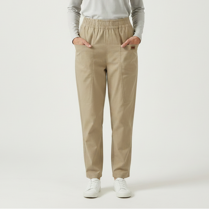 Slimova - Elastic Waist Straight-Leg Pants