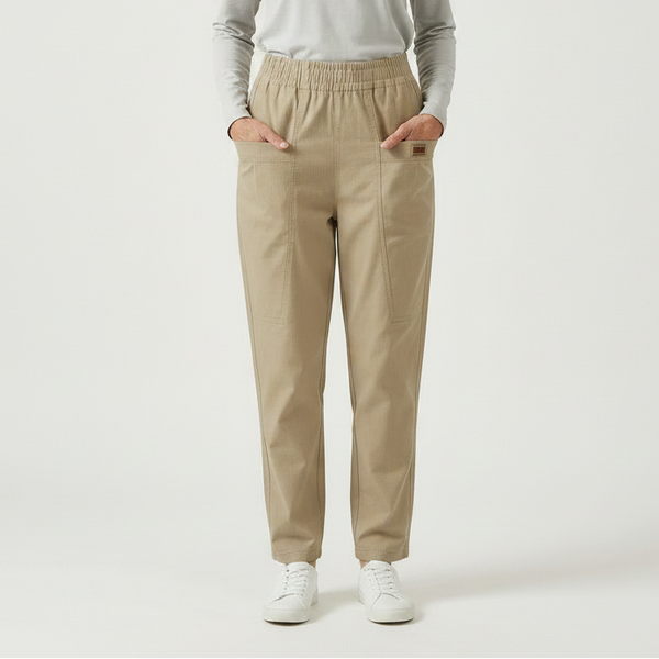 Slimova - Elastic Waist Straight-Leg Pants