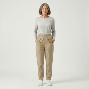 Slimova - Elastic Waist Straight-Leg Pants