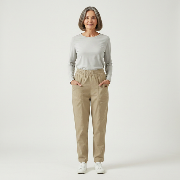 Slimova - Elastic Waist Straight-Leg Pants