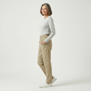 Slimova - Elastic Waist Straight-Leg Pants
