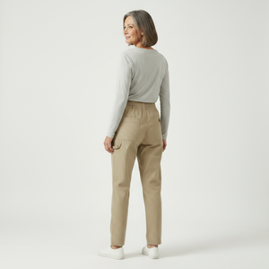 Slimova - Elastic Waist Straight-Leg Pants