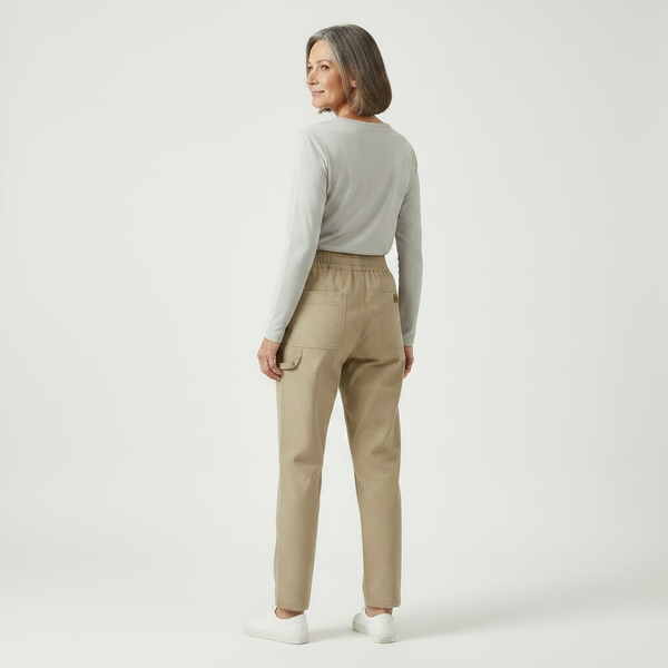 Slimova - Elastic Waist Straight-Leg Pants