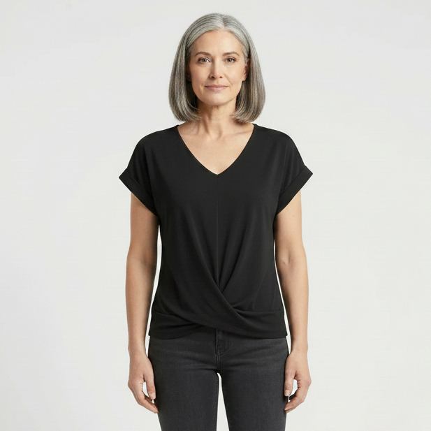 Twivera - Short Sleeve V-Neck Twist Top