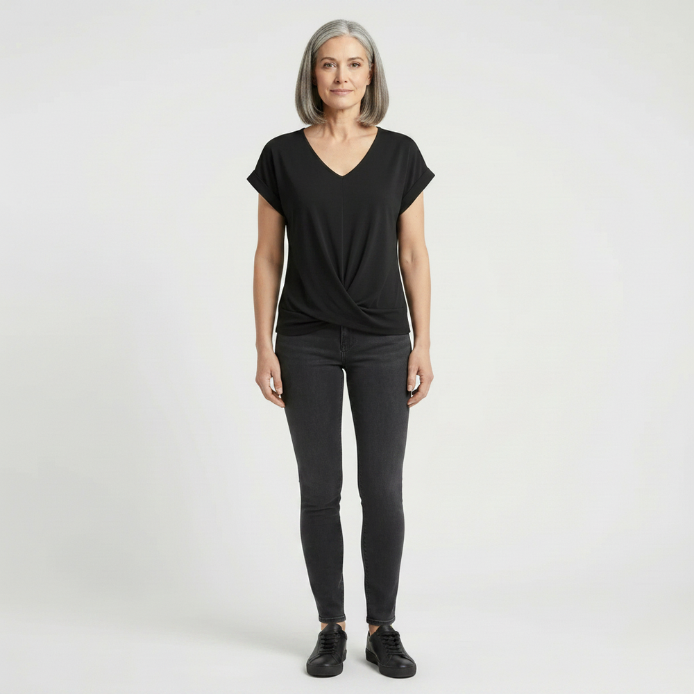 Twivera - Short Sleeve V-Neck Twist Top
