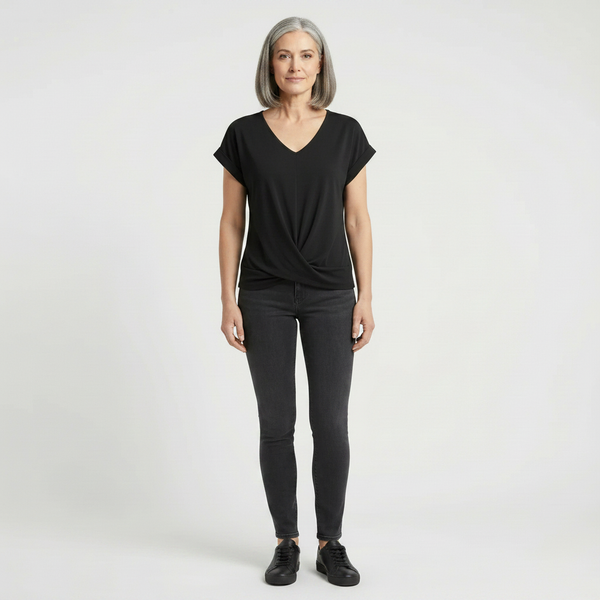 Twivera - Short Sleeve V-Neck Twist Top