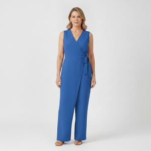 Amora - Sleeveless Wrap-Front Full-Length Jumpsuit