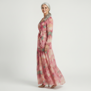 Floravia - Long-Sleeve Floral Wrap Maxi Dress