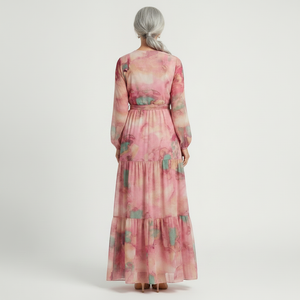 Floravia - Long-Sleeve Floral Wrap Maxi Dress
