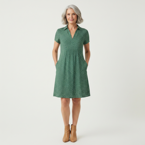 Sprexly - Short Sleeve Button-Down Midi Dress