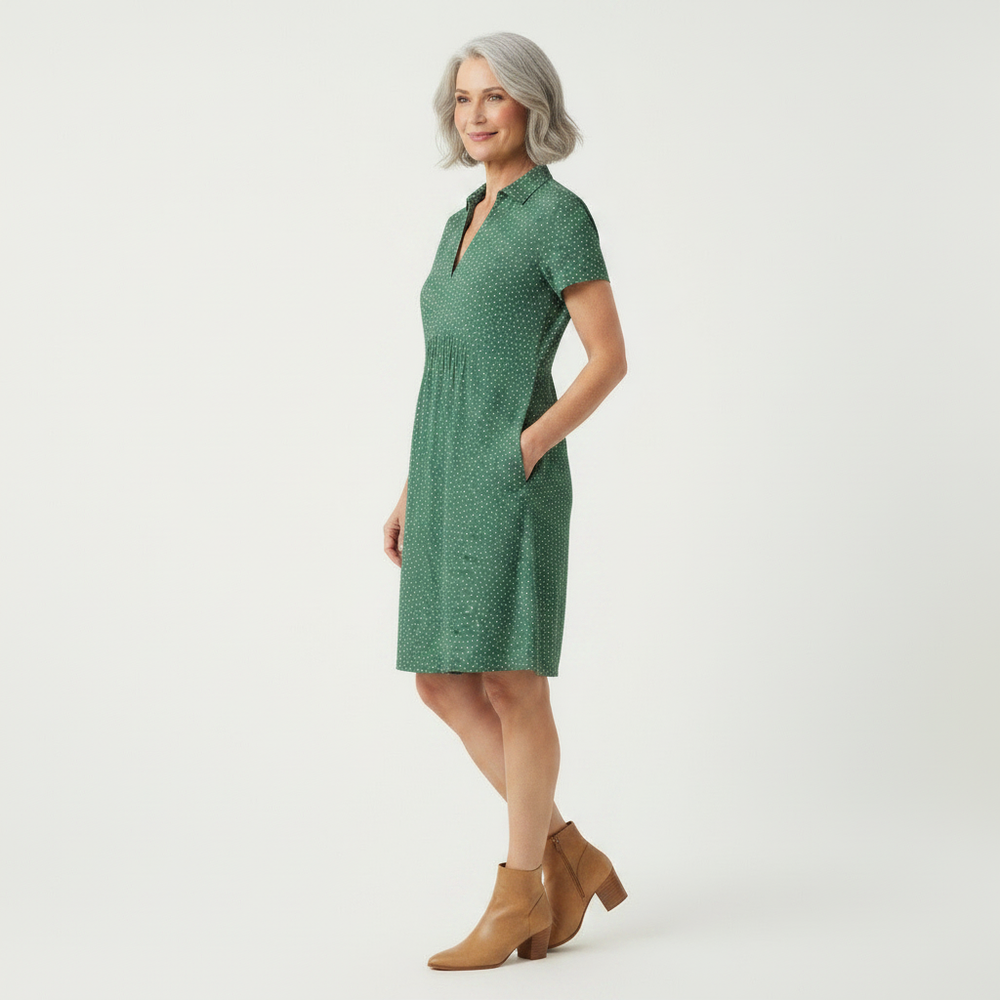 Sprexly - Short Sleeve Button-Down Midi Dress