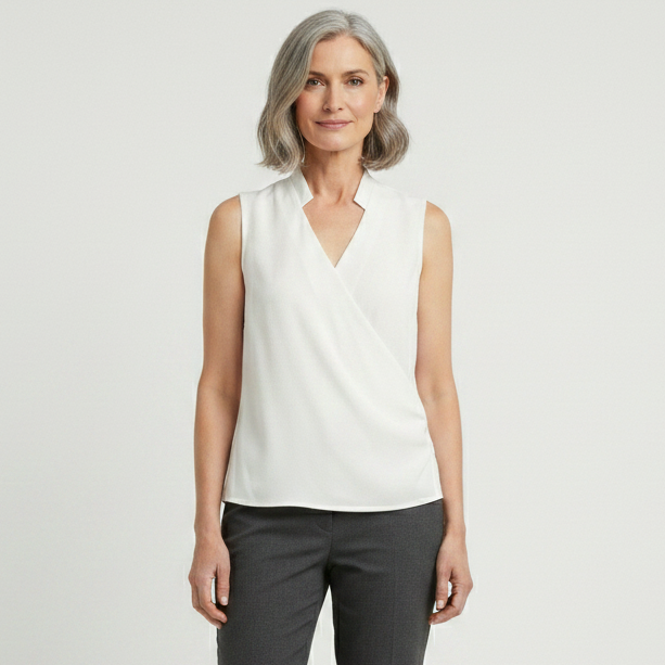 Velvora - Sleeveless V-Neck Wrap-Style Top