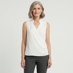 Velvora - Sleeveless V-Neck Wrap-Style Top