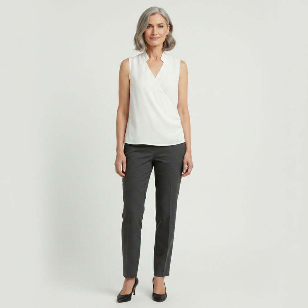 Velvora - Sleeveless V-Neck Wrap-Style Top
