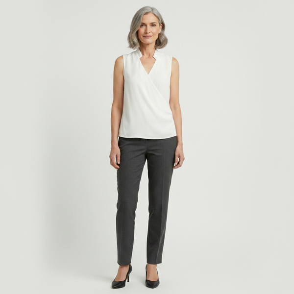Velvora - Sleeveless V-Neck Wrap-Style Top