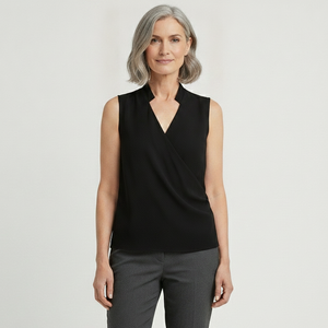 Velvora - Sleeveless V-Neck Wrap-Style Top