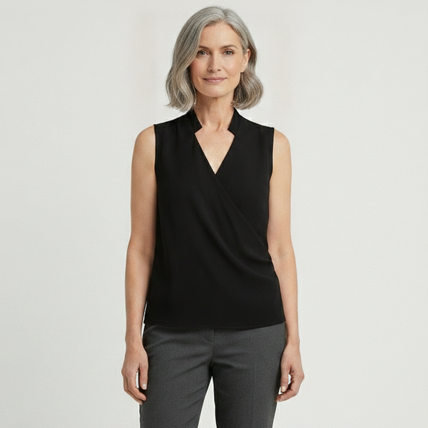 Velvora - Sleeveless V-Neck Wrap-Style Top