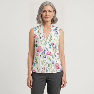Velvora - Sleeveless V-Neck Wrap-Style Top