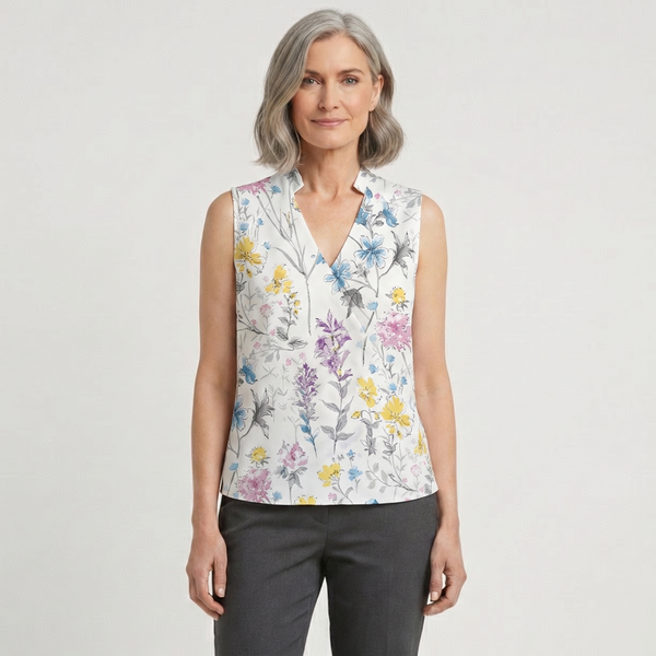 Velvora - Sleeveless V-Neck Wrap-Style Top