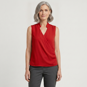 Velvora - Sleeveless V-Neck Wrap-Style Top