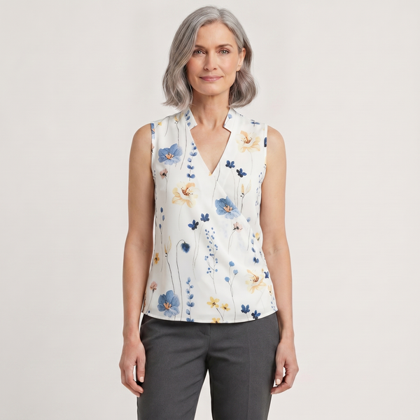 Velvora - Sleeveless V-Neck Wrap-Style Top