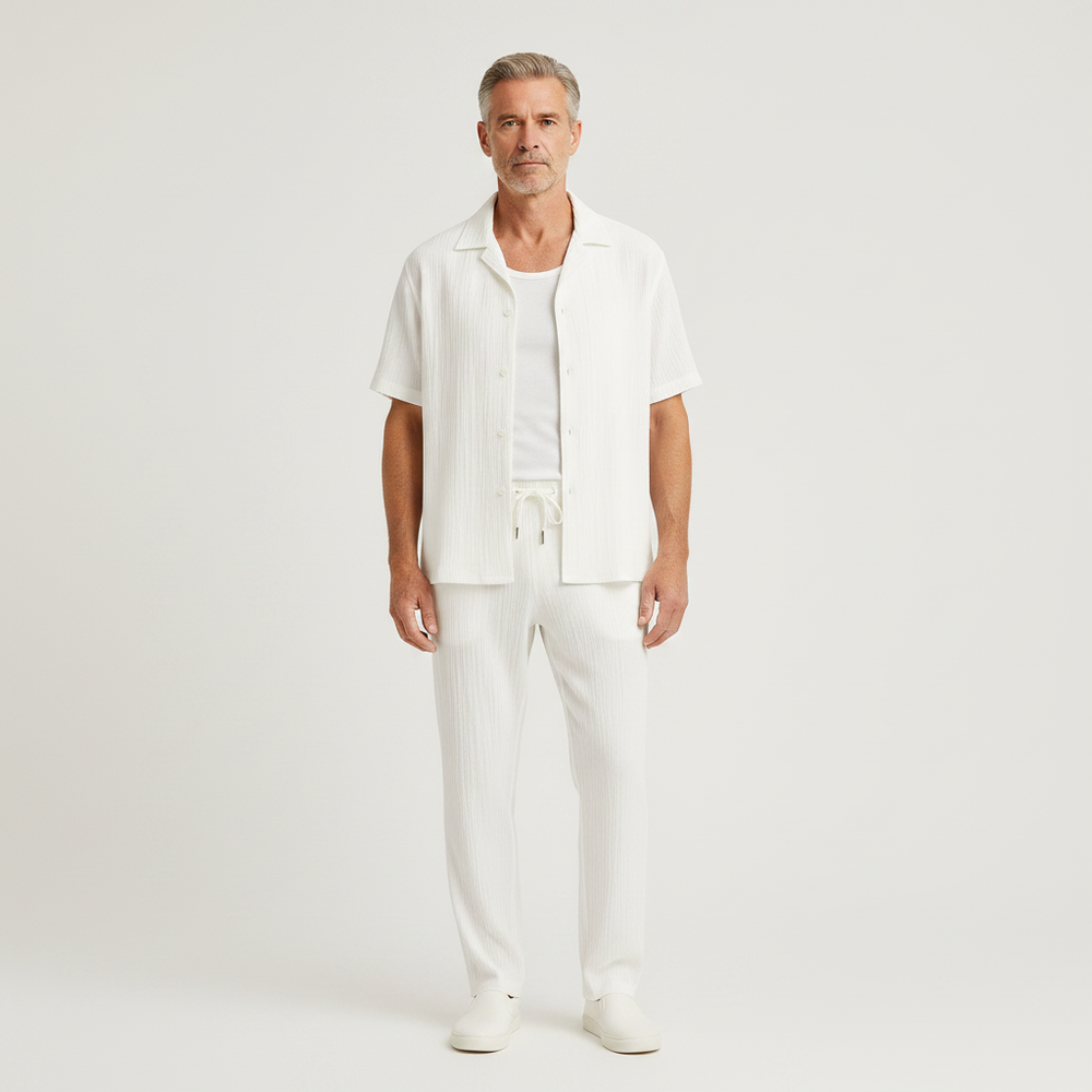 Hayes - Short Sleeve Button Shirt And Pants Set