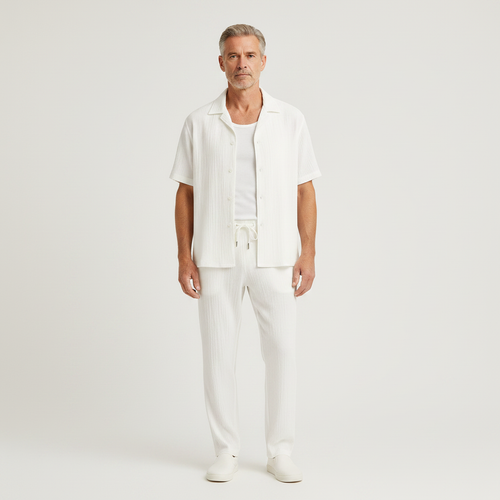 Hayes - Short Sleeve Button Shirt And Pants Set