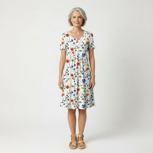 Lavelle - Floral Print Mid-Calf A-Line Dress