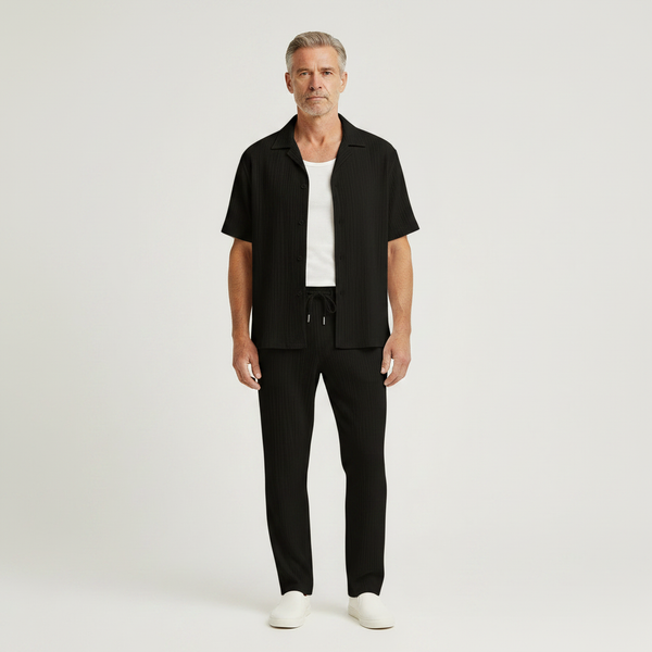 Hayes - Short Sleeve Button Shirt And Pants Set