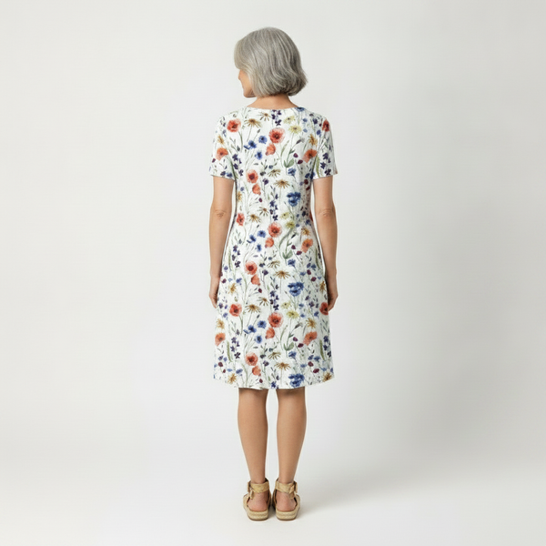 Lavelle - Floral Print Mid-Calf A-Line Dress