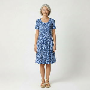 Lavelle - Floral Print Mid-Calf A-Line Dress