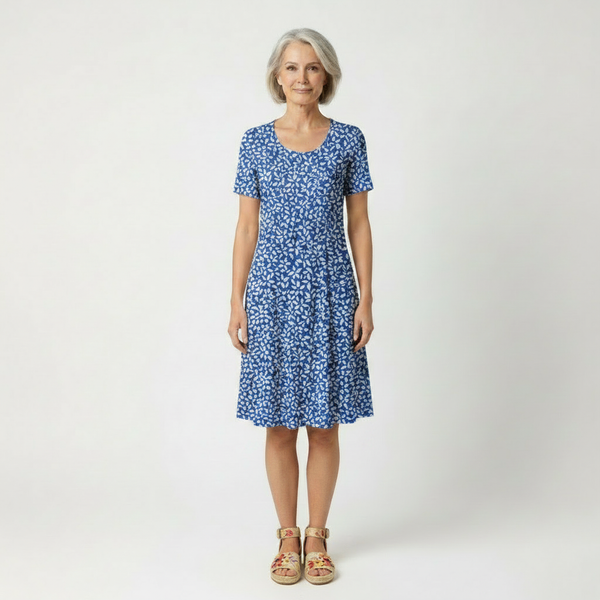 Lavelle - Floral Print Mid-Calf A-Line Dress