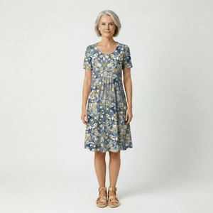 Lavelle - Floral Print Mid-Calf A-Line Dress