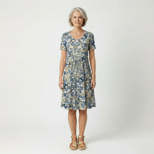 Lavelle - Floral Print Mid-Calf A-Line Dress