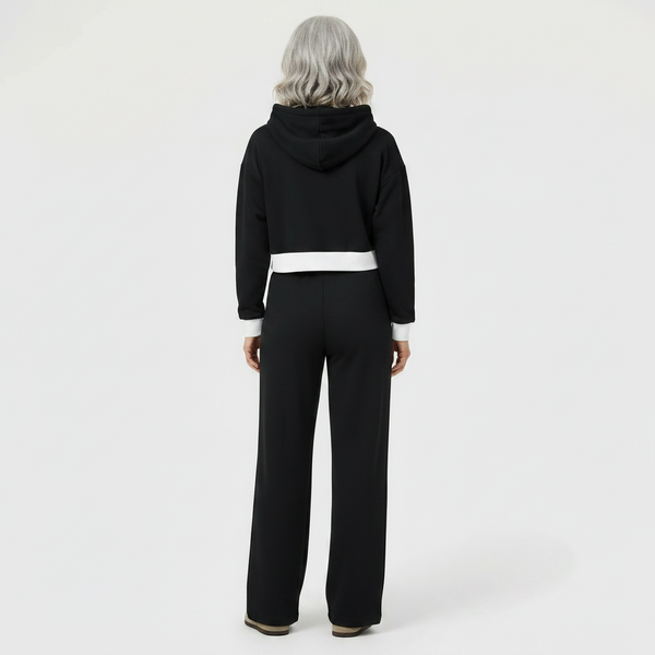 Luxova - Cropped Hoodie Wide-Leg Pants Set