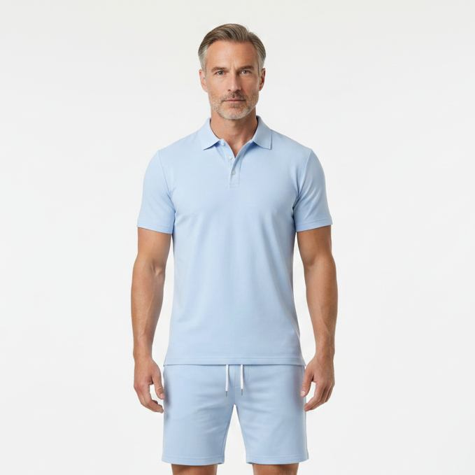 Lorenzo - Short Sleeve Polo Shirt And Shorts Set