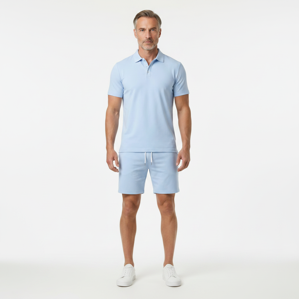Lorenzo - Short Sleeve Polo Shirt And Shorts Set