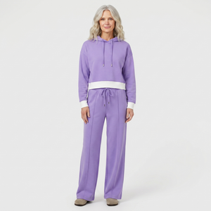Luxova - Cropped Hoodie Wide-Leg Pants Set