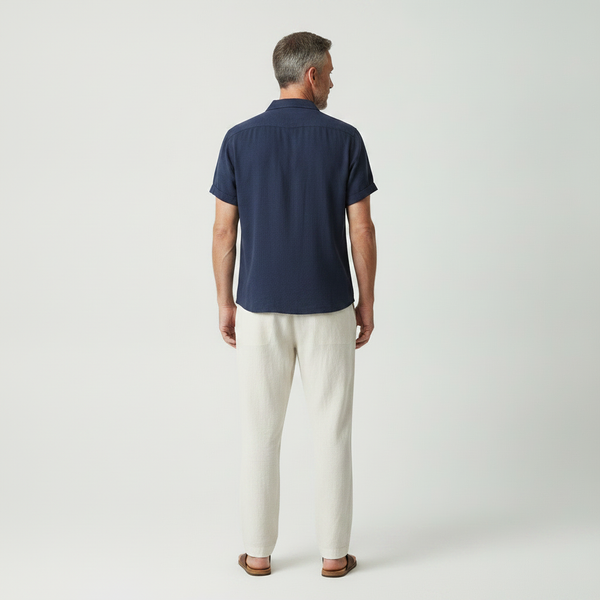 Vincenzo- Short-Sleeve Stand Collar Button-Front Shirt Set